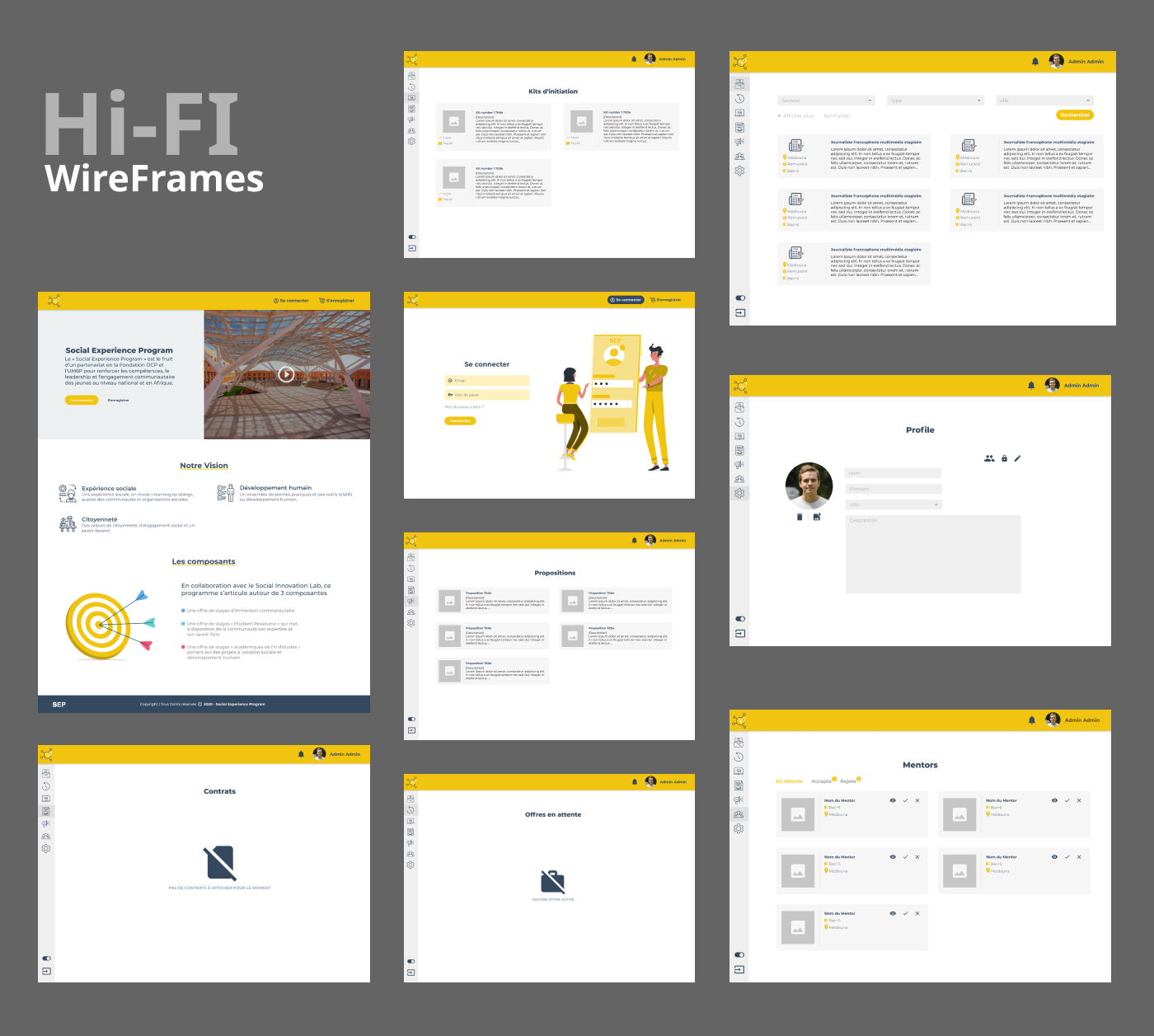 hifi wireframes